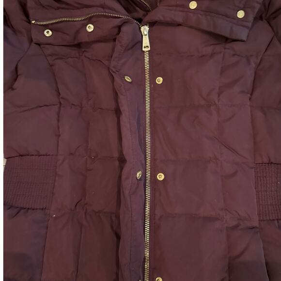 Cole Haan Signature Hooded Down Puffer Coat Small Merlot Baffle-Box Quilted - Picture 7 of 16